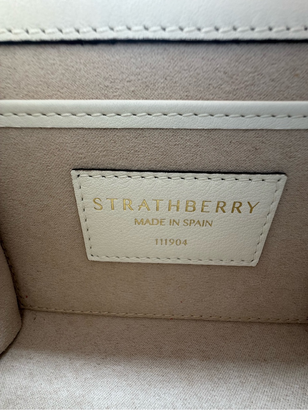Strathberry Allegro Micro Vanilla Leather Top Handle Bag Made Spain NWT No Strap - Picture 8 of 17